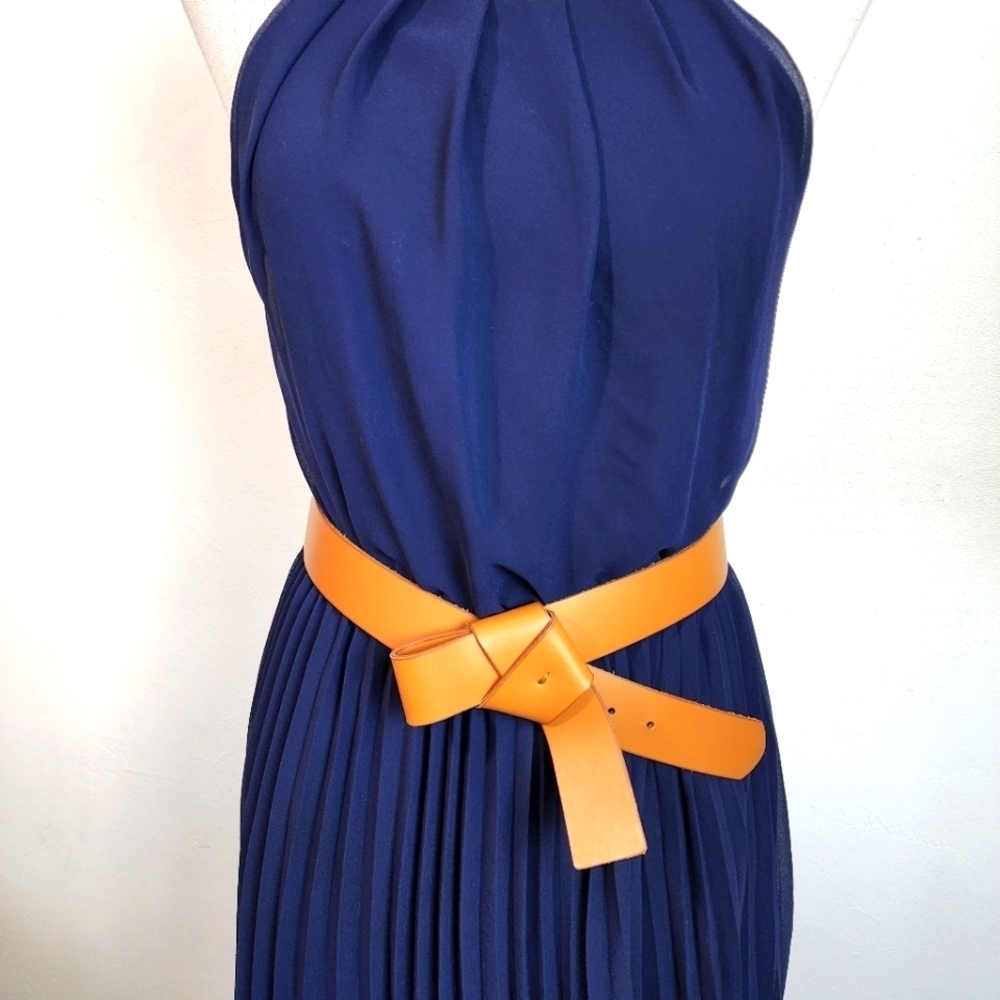 A. BYER Blue Pleated Scoop Neck Dress Size M - Picture 2 of 9